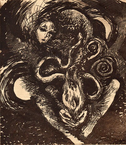 Slavic Goddess etching by Laura Tempest Zakroff