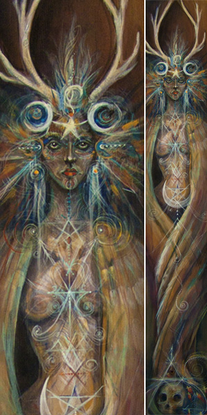 Horned Goddess Painting Detail, original artwork by Laura Tempest Zakroff, see owlkeyme.com for more info. 